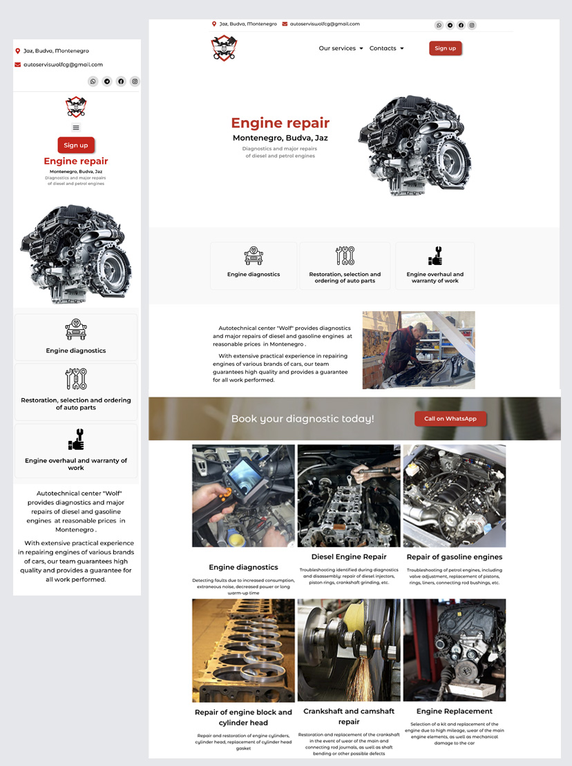 Web development project - engine repair