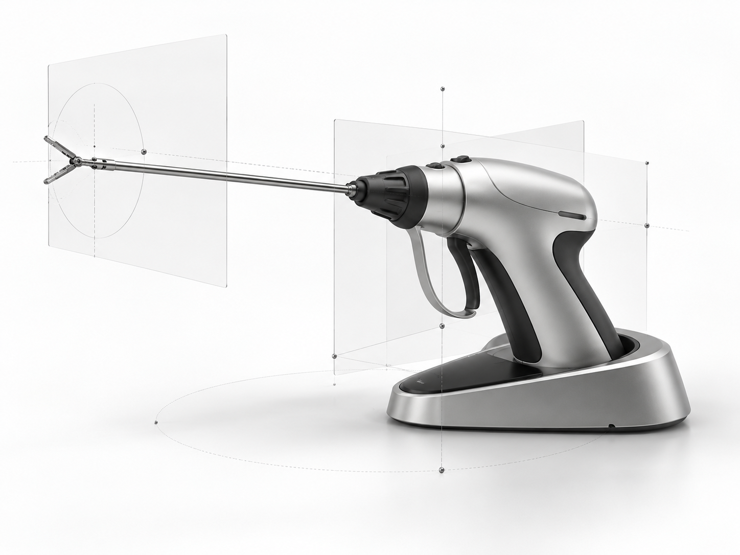 Monochrome concept illustration of a medical device with augmented-reality guidance